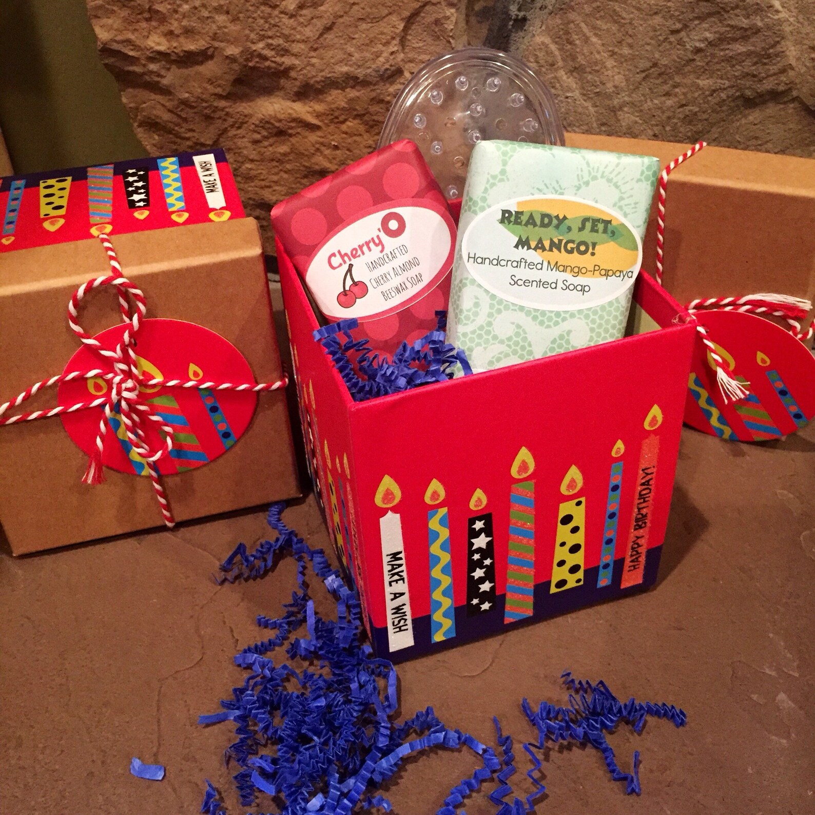 Happy Birthday Gift Boxes Birthday Soap Gift Baskets Etsy