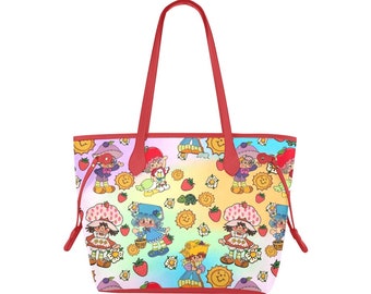 Strawberry Girl Canvas Tote Purse | Strawberry Tote Bag | Strawberry Purse | Strawberry Cake Tote Bag |