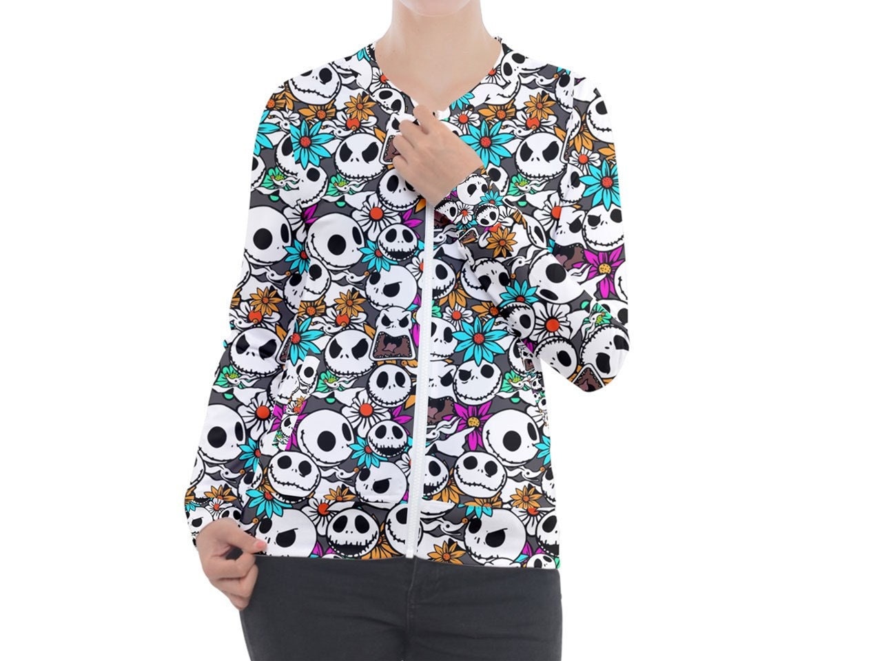 Jack Skellington Zip-up Jacket | Jack Skellington Jacket | Disney Nurse Jacket