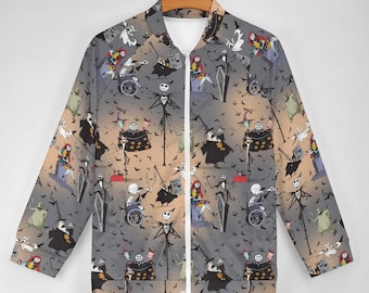 Nightmare Before Christmas Zip-up Jacket | Jack and Sally Jacket | Disney Scrub Jacket | Disney Nurse Jacket | Nightmare Before Christmas