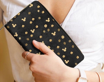 Golden Metallic Mickey Zipper Wallet | Mickey Mouse Wallet | Mickey Mouse Wallet | Disney Wallet | Disney Purse | Disney Wallet |