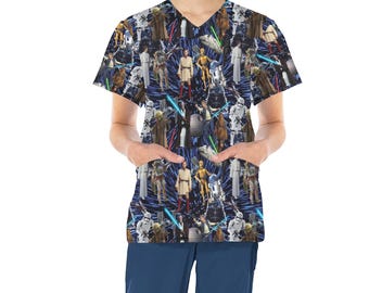 Space Wars Scrub Top | Star Battle Scrub Top | Disney Scrub Top | Disney Nurse | Disney Scrubs | Scrub Top