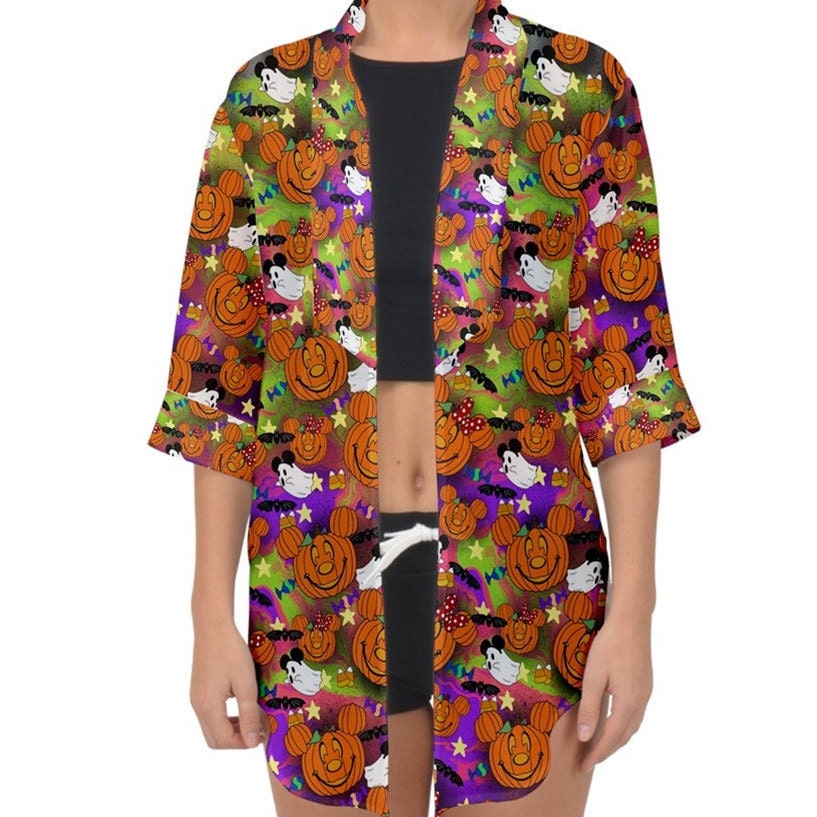 Mickey and Minnie Pumpkins Halloween Chiffon Kimono | Mickey and Minnie Kimono