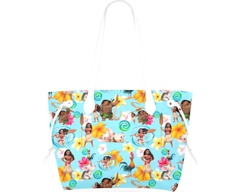 Monedero de lona de Moana y sus amigos / Monedero de Moana / Monedero de Moana y Maui / Monedero polinesio / Monedero de princesas Disney / Bolso tote de Disney /