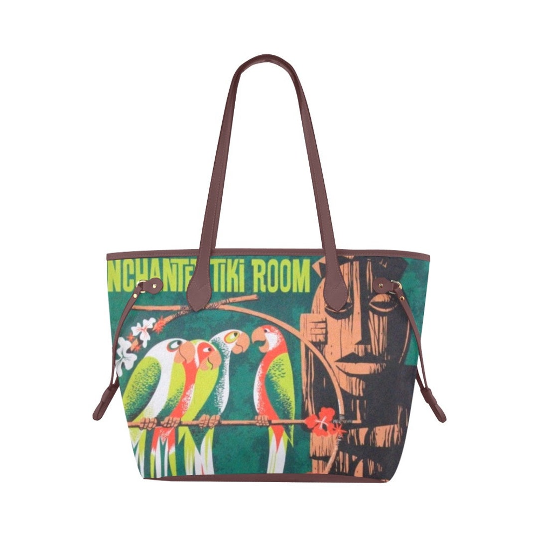 Tiki Print Pattern Leather Tote Bag main image 1