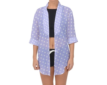 Lilac Mickey Heads Chiffon Kimono | Disney Kimono | Disney Top | Disney Swimwear | Disney Cover Up | Disney Beach Wear | Disney Swimwear