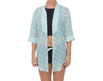 Baby Blue Mickey Chiffon Kimono | Disney Kimono | Mickey Cover Up | Disney Cover Up | Disney Beach Wear | Disney Swimwear | Mickey Dress