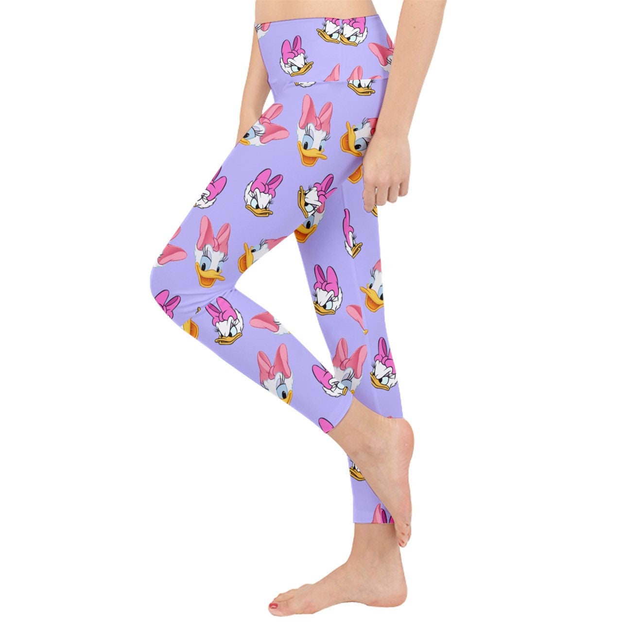 Daisies and Skulls Leggings for Women Mid Waist Pants with Daisy