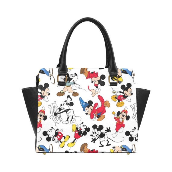 Licensed Disney Mickey Mouse Black Ivory Faux Leather Tote Bag: Disney  Mickey Mouse Iconic Tote Bag