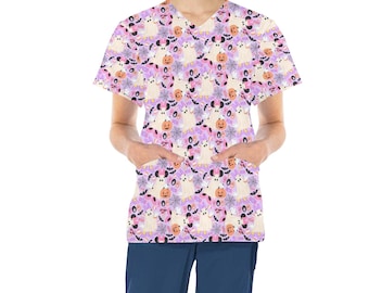 Minnie and Daisy Halloween Scrub Top | Disney Halloween Scrub Top | Minnie Scrub Top | Disney Scrub Top | Disney Nurse | Disney Scrubs