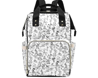 Disney Character Sketch Diaper Bag Backpack | Disney Backpack | Disney Diaper Bag | Disneyland Backpack | Disney Bag  Disney Diaper Backpack