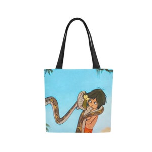 Mowgli and Kaa Canvas Tote Bag | Jungle Book Tote | Kaa the Snake Tote Bag | Jungle Book Purse | Disney Tote Bag | Disney Canvas Tote