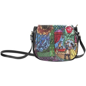 Beauty and The Beast Stained Glass Crossbody Purse | BATB Purse | Belle Purse | Disney Purse | Disney Bag | Disneyland Purse | BATB Tote Bag