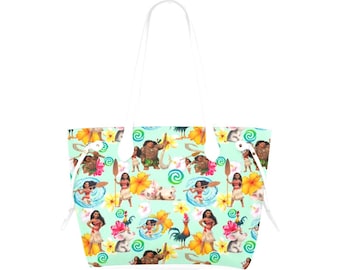 Monedero de lona de Moana y sus amigos / Monedero de Moana / Monedero de Moana y Maui / Monedero polinesio / Monedero de princesas Disney / Bolso tote de Disney /