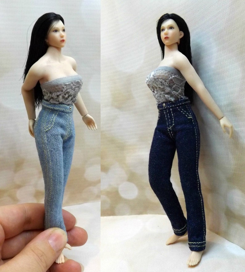 Doll jeans 1/12 Phicen 1/12 jeans for dolls 5.8 Doll Etsy