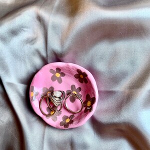 Floral pattern clay trinket dish