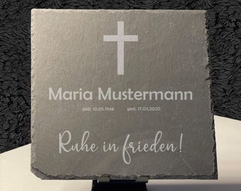 Personalized Slate Memorial Plaque - Engraved Remembrance Stone