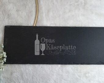 Servierplatte mit "Flaschen-Motiv" personalisierbar / Platte aus Schiefer mit Bild und Wunschtext graviert / inkl. Versand!!!