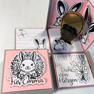 Explosionsbox Ostern, Geldgeschenk Ostern, kreative Osterkarte, Oster Überraschungsbox, Geschenkbox mit Osterhase