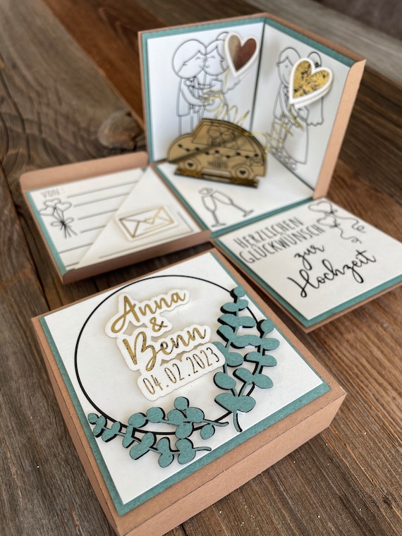 Explosionsbox Hochzeit Geldgeschenk personalisiert/Geschenkbox/Brautpaar/kreative Verpackung
