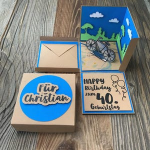 Explosionsbox als Geschenk / Thema: Fahrrad - Radfahren mit Personalisierung