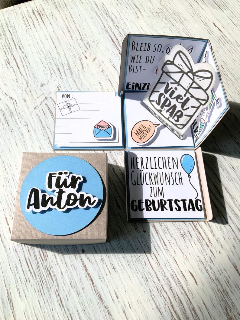 Personalisierte Explosionsbox Geburtstag | Geschenkbox mit Name | kreative Geldgeschenk Verpackung | Überraschungsbox | image 1