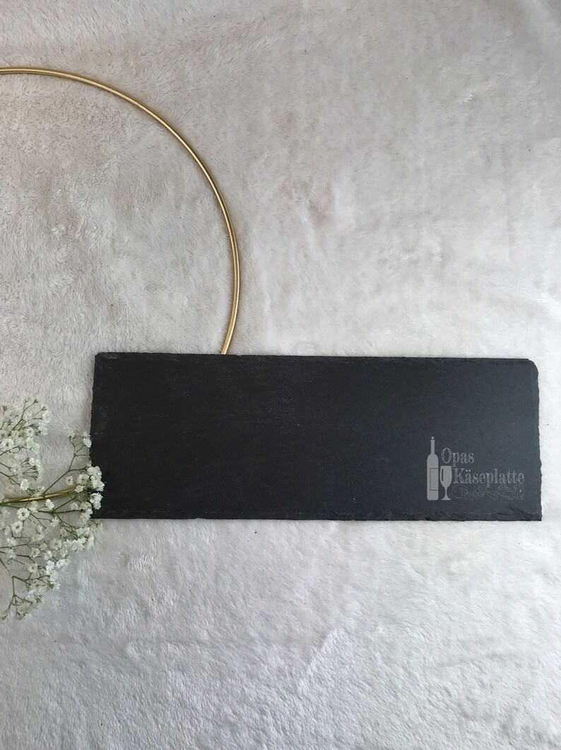 Servierplatte mit "Flaschen-Motiv" personalisierbar / Platte aus Schiefer mit Bild und Wunschtext graviert / inkl. Versand!!! image 2