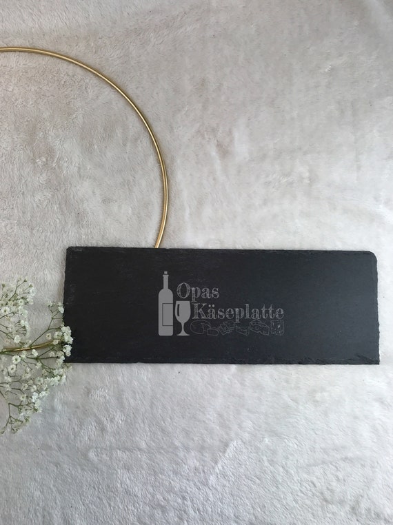 Servierplatte mit "Flaschen-Motiv" personalisierbar / Platte aus Schiefer mit Bild und Wunschtext graviert / inkl. Versand!!!