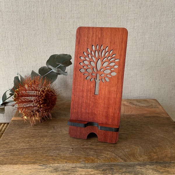 Australian Hardwood - Mobile Phone Stand - Docking Station -Jarrah - Tree