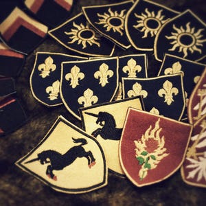 Witcher inspired bagde crest cosplay Larp Nilfgaard Temeria Redania Aedirn Keadwen Flaming Rose Toussaint Brugge Skellige Embroidery