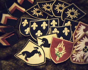 Witcher inspired bagde crest cosplay Larp Nilfgaard Temeria Redania Aedirn Keadwen Flaming Rose Toussaint Brugge Skellige Embroidery