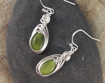 Connemara marble earrings, Connemara Drop Earrings Silver, Celtic Jewelry for Women, Ireland gemstone, Handmade  Irish Gifts