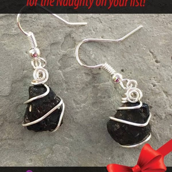 Lumps of Coal Earrings, Christmas Coal Stocking Stuffer, Lump of Coal for Christmas,  Funny Christmas Earrings