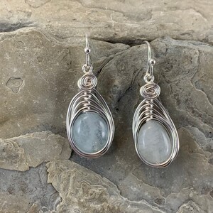 Natural Aquamarine Earrings Silver, Genuine Aquamarine drop earrings, March Birthstone image 5