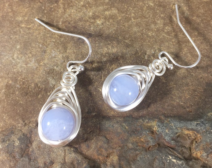 Blue Lace Agate Earrings Dangle Silver Drop Gemstone Earrings - Etsy