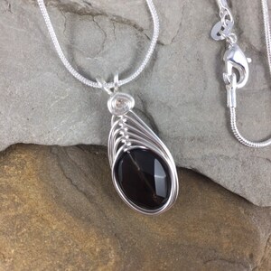 Smoky Quartz Necklace for Women, Smoky Quartz Pendant Silver with Chain, Healing Crystal Jewelry Gift for Her