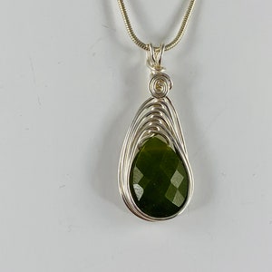 Green Jade Necklace for Women, Faceted Jade Pendant Gift for Her, Dainty Teardrop Gemstone Drop, Green Jade Jewelry image 5