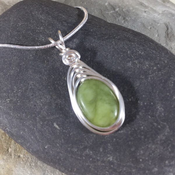 Irish Connemara Marble Necklace for Women, Connemara Marble Pendant, Ireland gifts for her, Celtic Jewelry