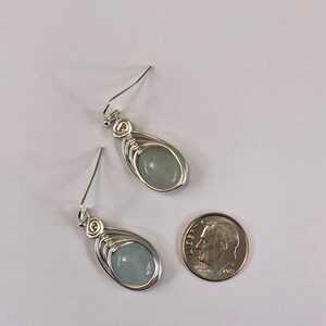Natural Aquamarine Earrings Silver, Genuine Aquamarine drop earrings, March Birthstone image 4