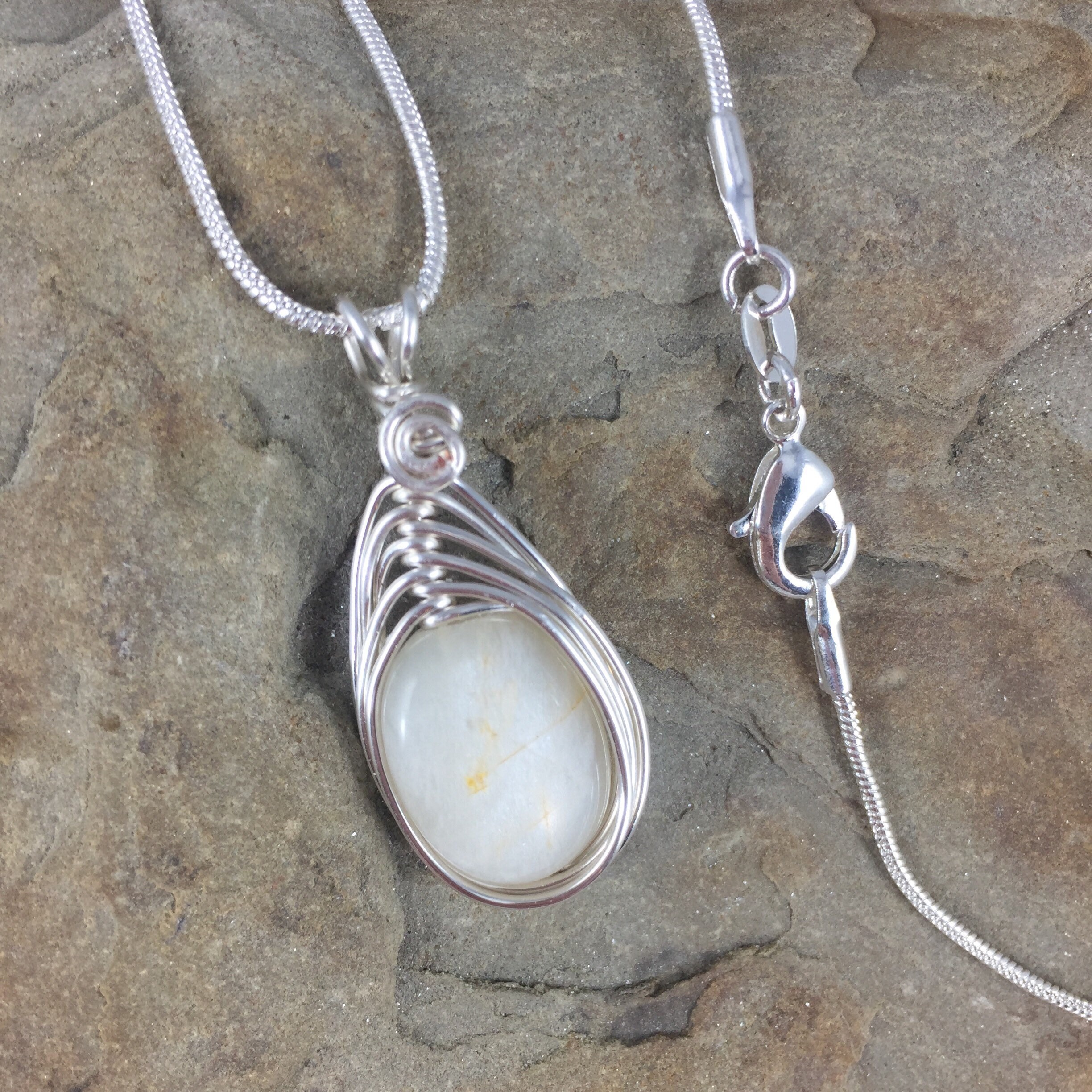 【HYERES LOR】22FW★ Pink Moonstone SV(Y) Necklace 50CM $_57.JPG?set_id=8800005007
