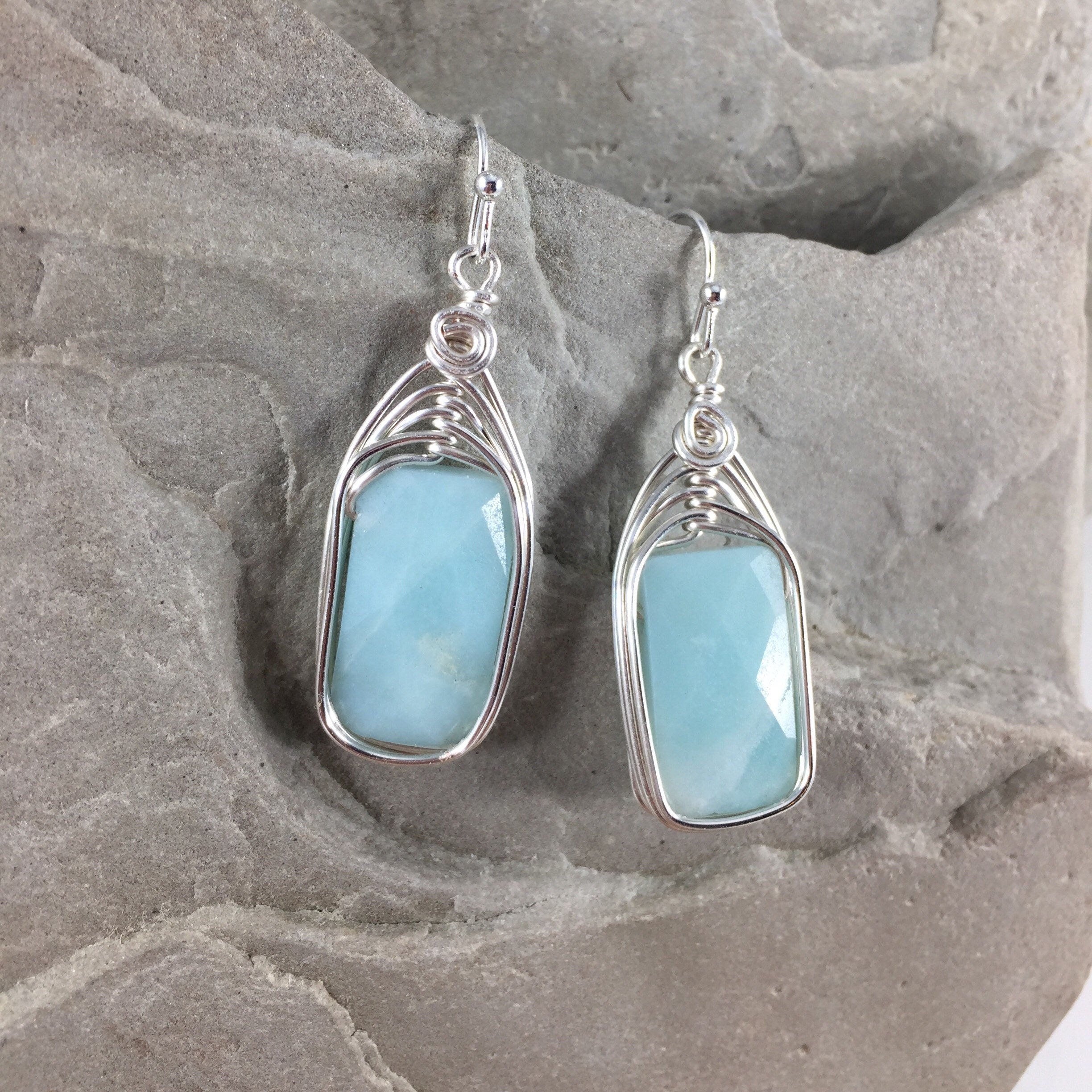 Amazonite Stone Drop Earrings main image 1