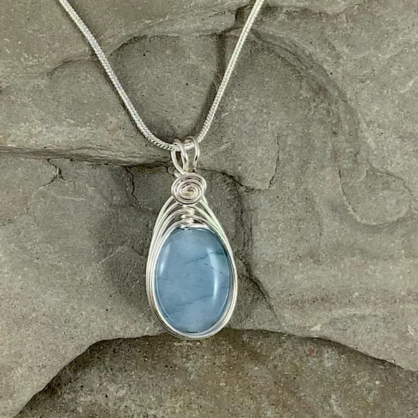 Natural Aquamarine Necklace for Women, Oval Aquamarine Pendant, March Birthstone Necklace Gift for her, Genuine Gemstone