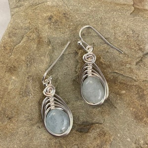 Natural Aquamarine Earrings Silver, Genuine Aquamarine drop earrings, March Birthstone image 7