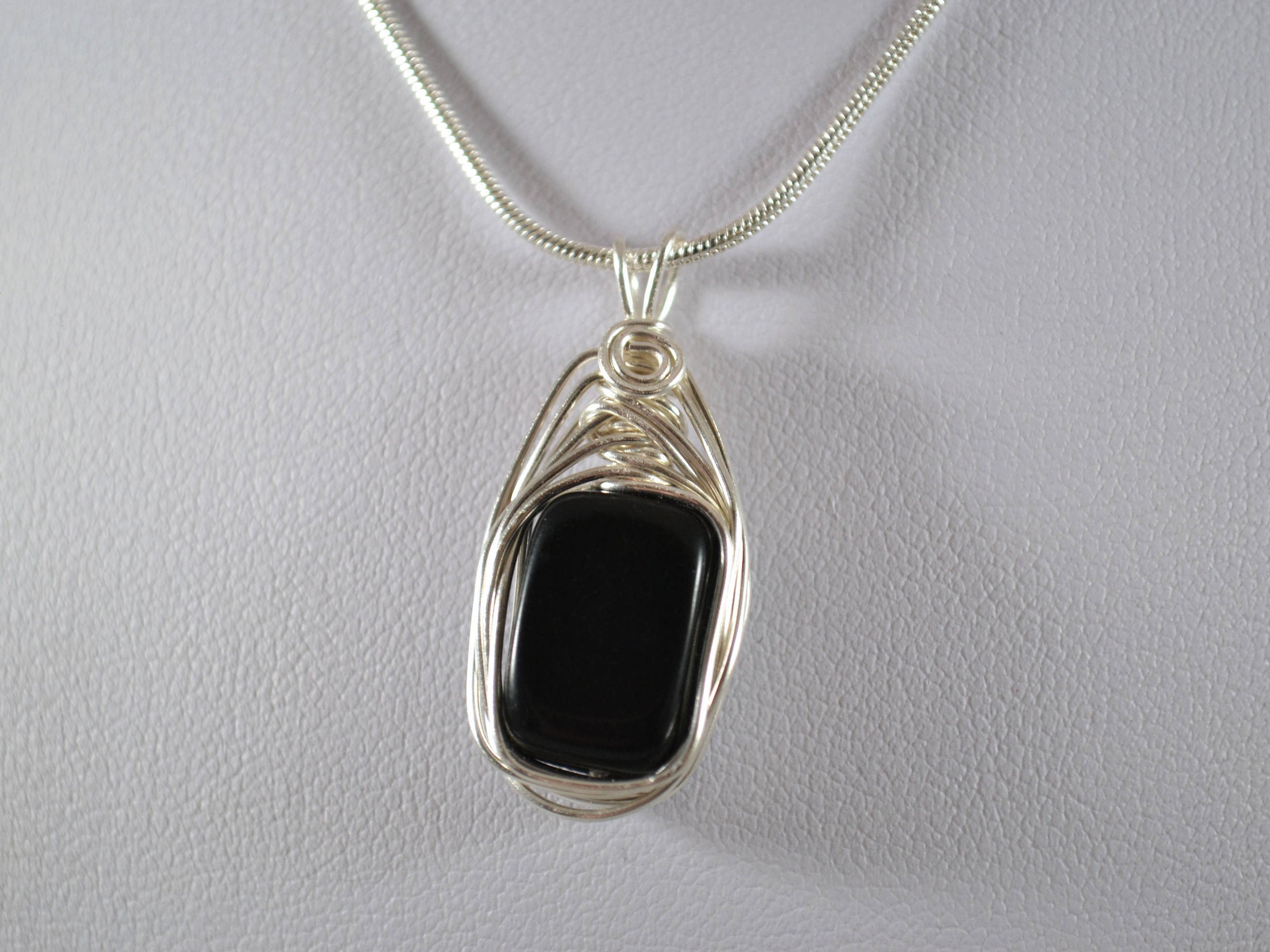 Obsidian Pendant Black Obsidian Necklace Gothic Black | Etsy