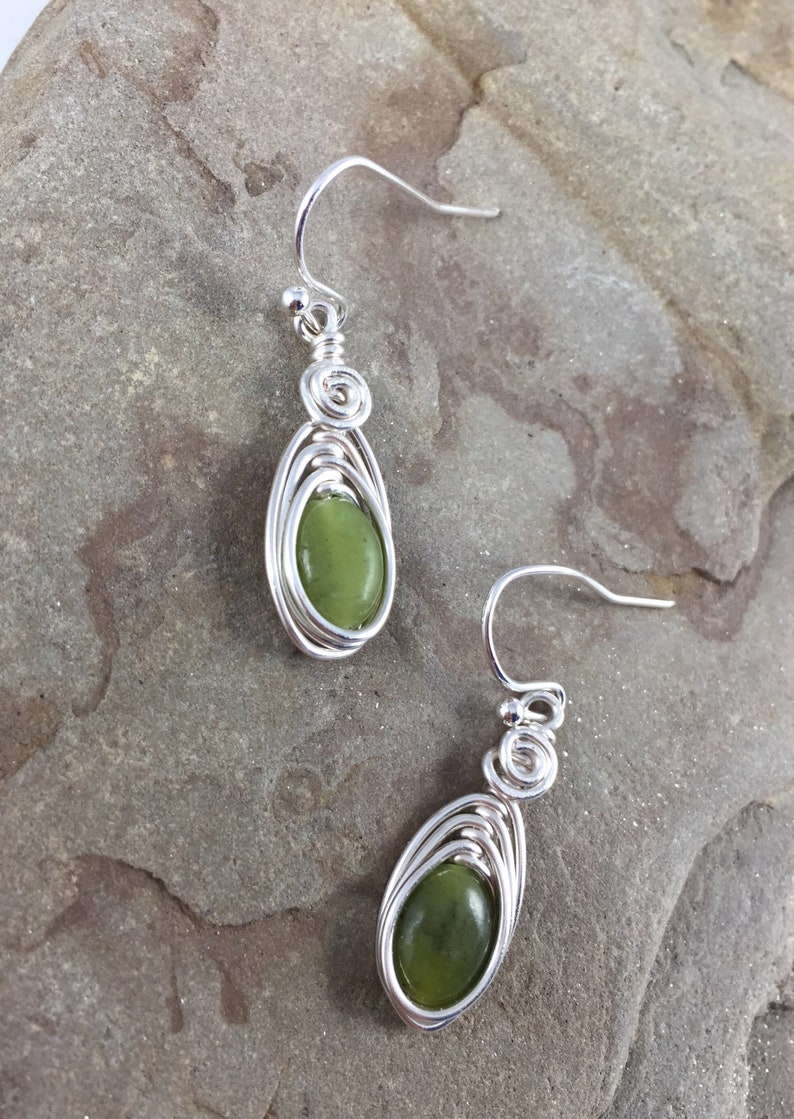 Connemara marble earrings, Connemara Drop Earrings Silver, Celtic Jewelry for Women, Ireland gemstone, Handmade Irish Gifts image 3