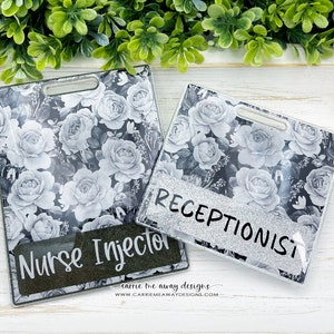 Black & White Roses Badge Buddy, Custom Badge Buddy, Nurse RN Badge Buddy, Badge Backer