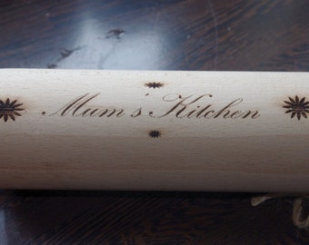 Personalized rolling pin, laser engraved rolling pin