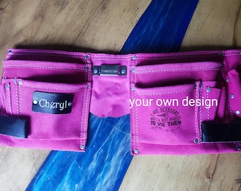 Personalisierbarer Werkzeuggürtel aus Pinkfarbenem Leder