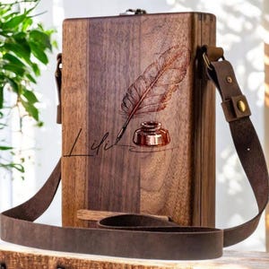 Caja de madera para artistas y creativos - Diseño personalizado para pintores y escritores - Caja de madera para mensajes