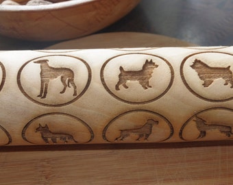 Laser engraved rolling pin with dogs